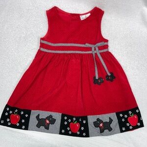 Vintage Rare Editions red corduroy apple Scottie dog houndstooth jumper size 5